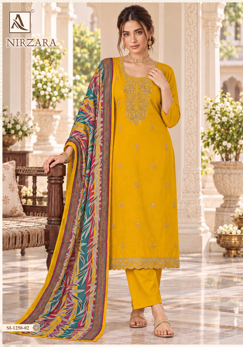 Nirzara By Alok Zam Dyed Embroidery Dress Material